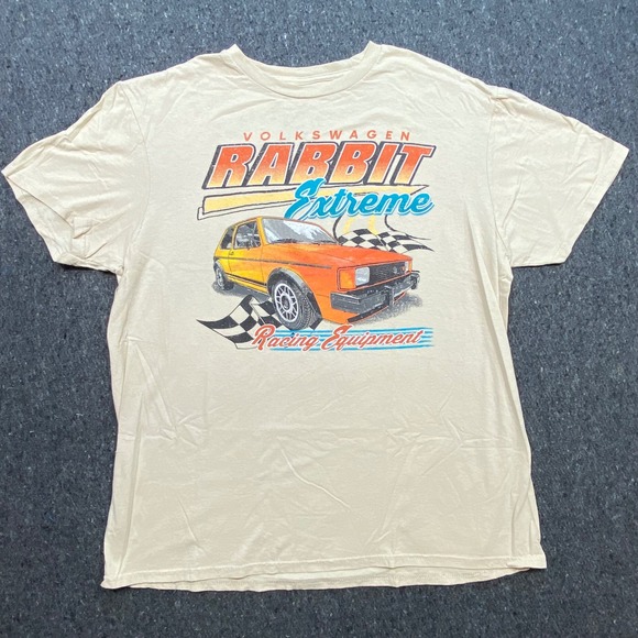 Volkswagen‎ Retro Racing Sz M-L Beige Graphic T-Shirt Rabbit Extreme